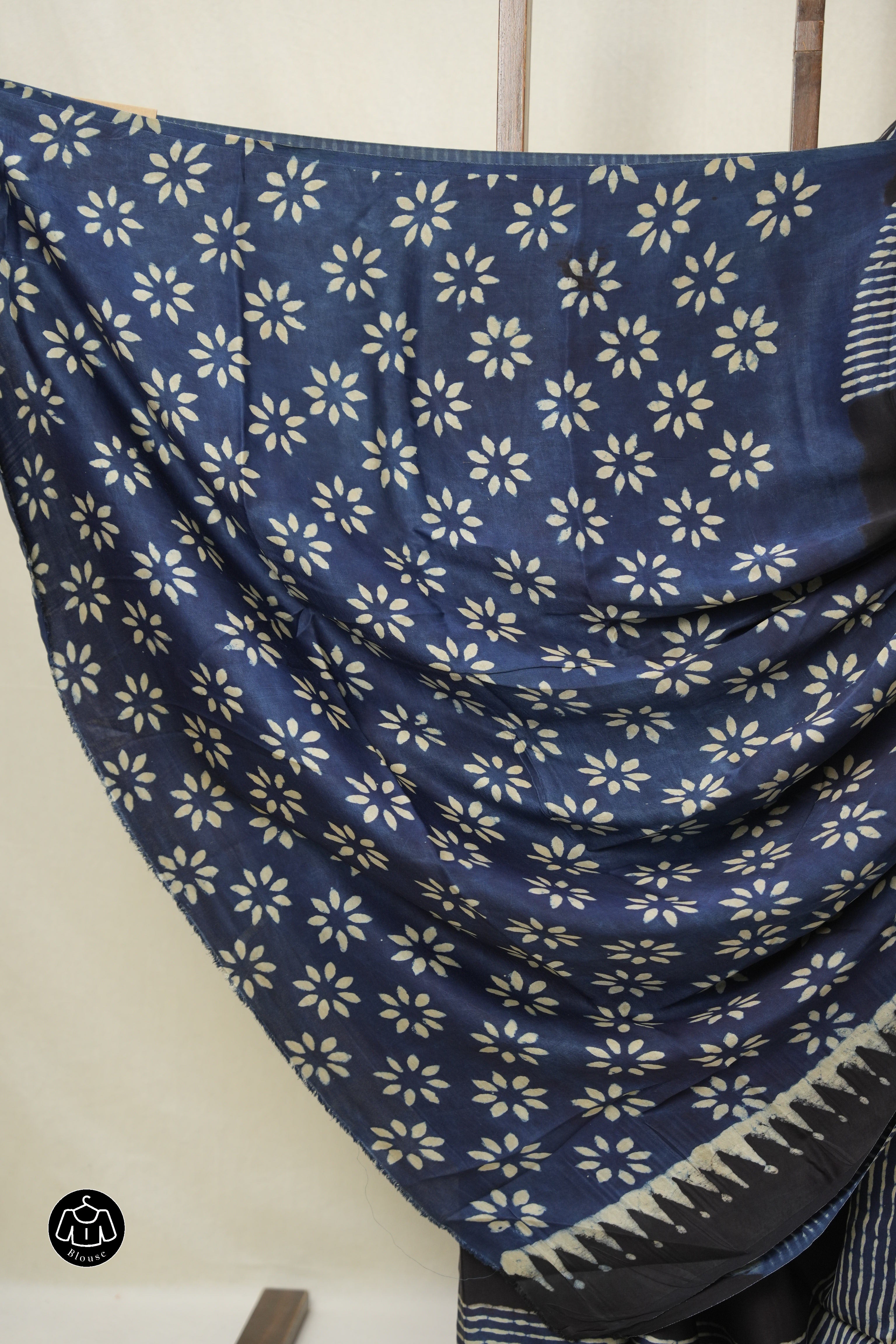 Navy Blue Striped  HBP Modal Silk Saree - SRNMSS559
