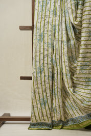 Off White HBP Cotton Silk Saree With Chanderi Border - SROWCSS1425