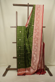 Olive Green Banarasi Silk Saree - SROGBSS989