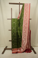 Olive Green Banarasi Silk Saree - SROGBSS989