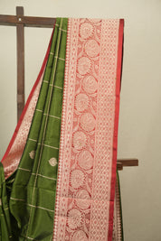 Olive Green Banarasi Silk Saree - SROGBSS989