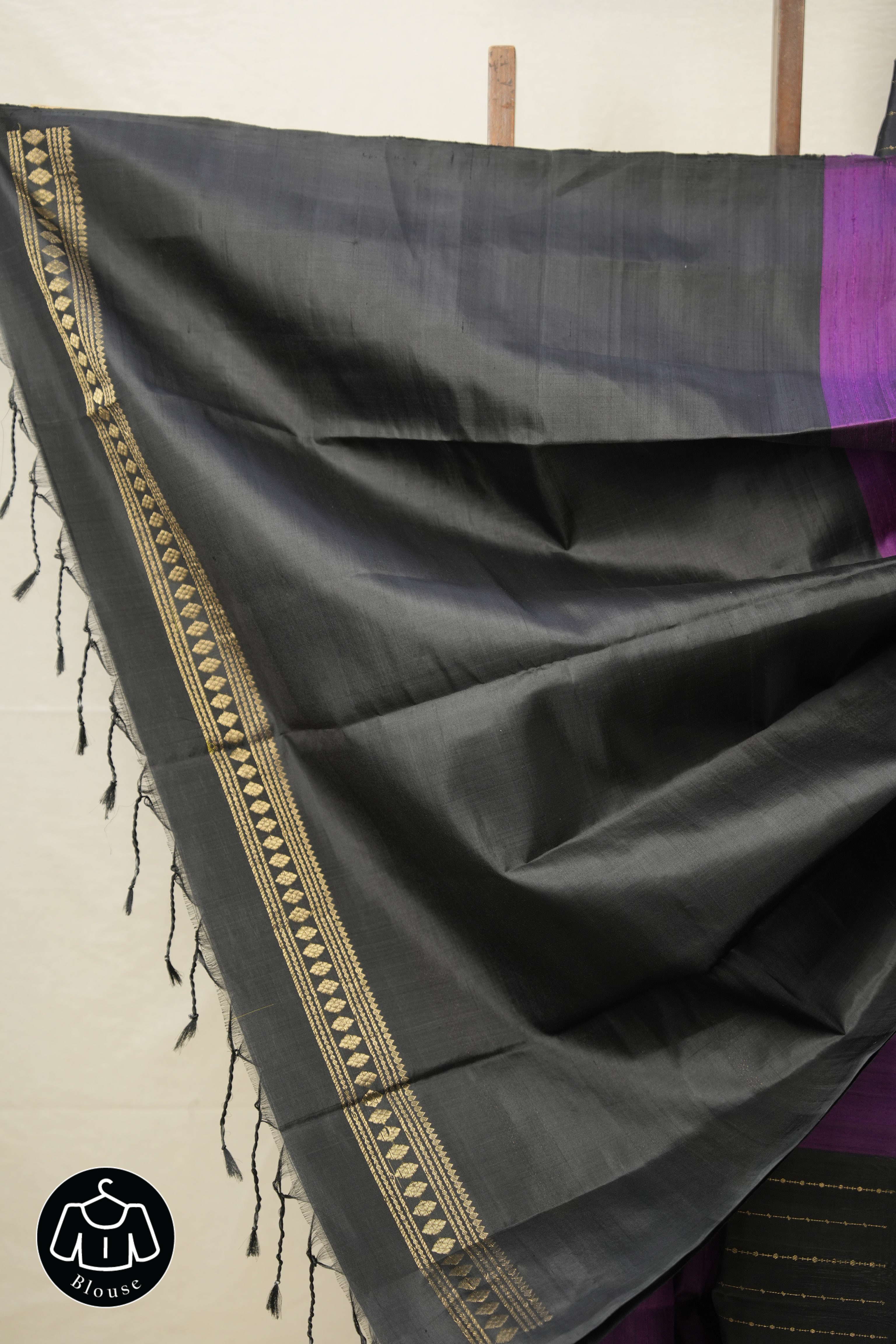 Purple Black Soft Silk Saree - SRPBSSS366