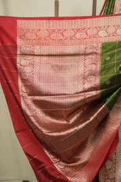 Olive Green Banarasi Silk Saree - SROGBSS989