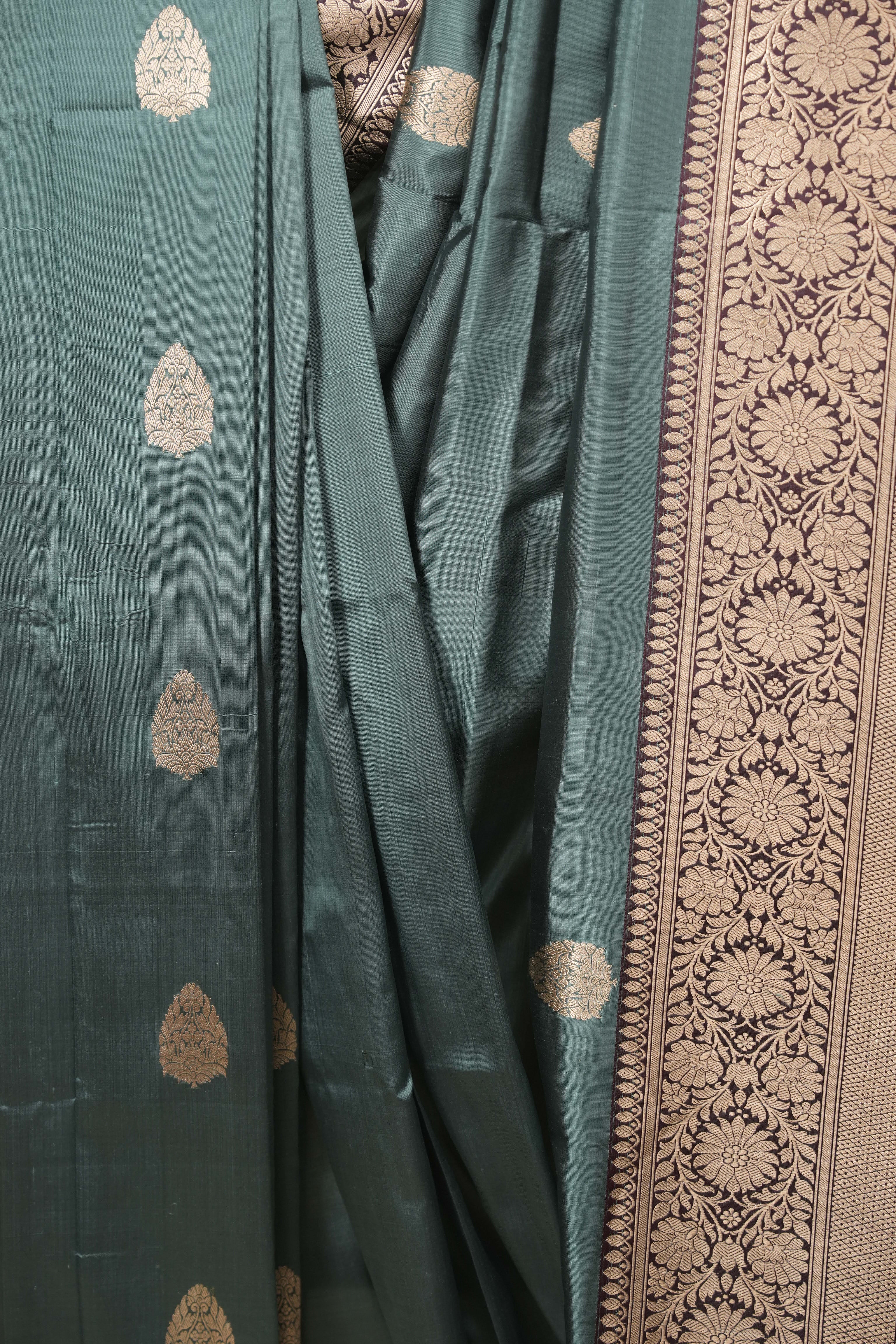 Teal Banarasi Silk Saree - SRTBSS982