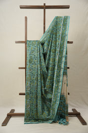Aqua Green HBP Cotton Silk Saree With Chanderi Border - SRAGCSS1429