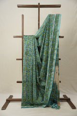 Aqua Green HBP Cotton Silk Saree With Chanderi Border - SRAGCSS1429