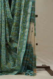 Aqua Green HBP Cotton Silk Saree With Chanderi Border - SRAGCSS1429