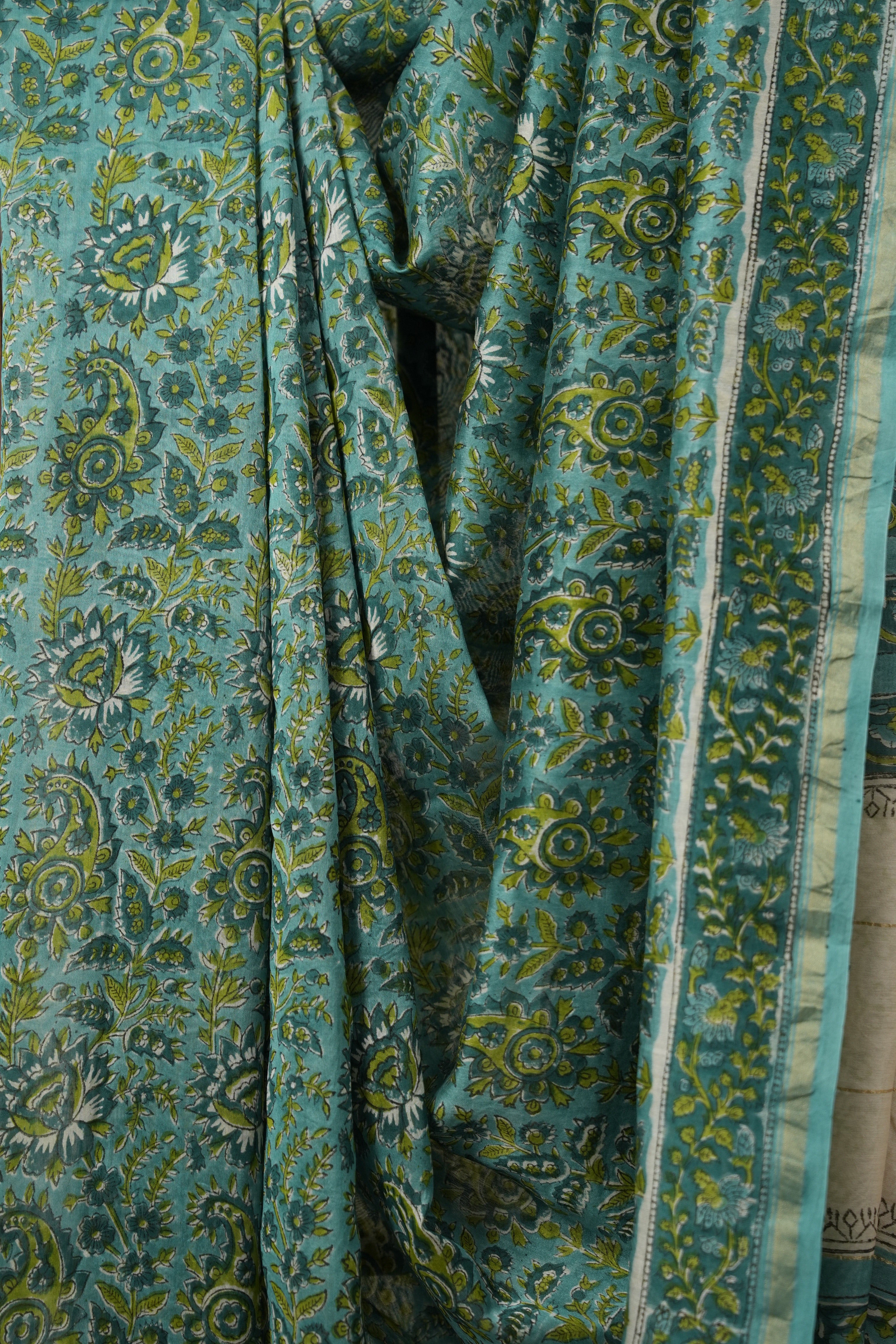 Aqua Green HBP Cotton Silk Saree With Chanderi Border - SRAGCSS1429