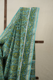 Aqua Green HBP Cotton Silk Saree With Chanderi Border - SRAGCSS1429