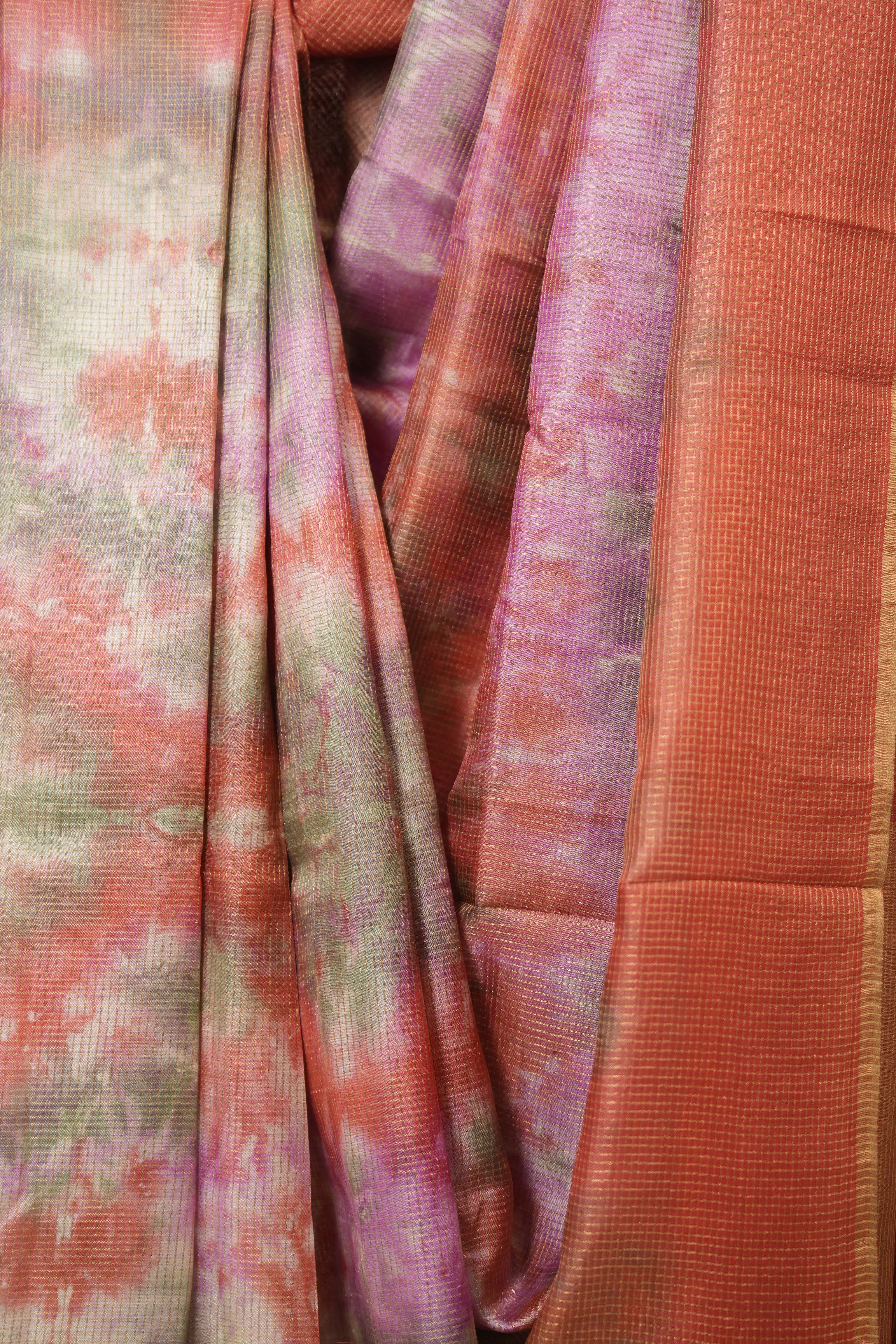 Red Multicolor Tussar Silk Saree - SRRMTSS1757