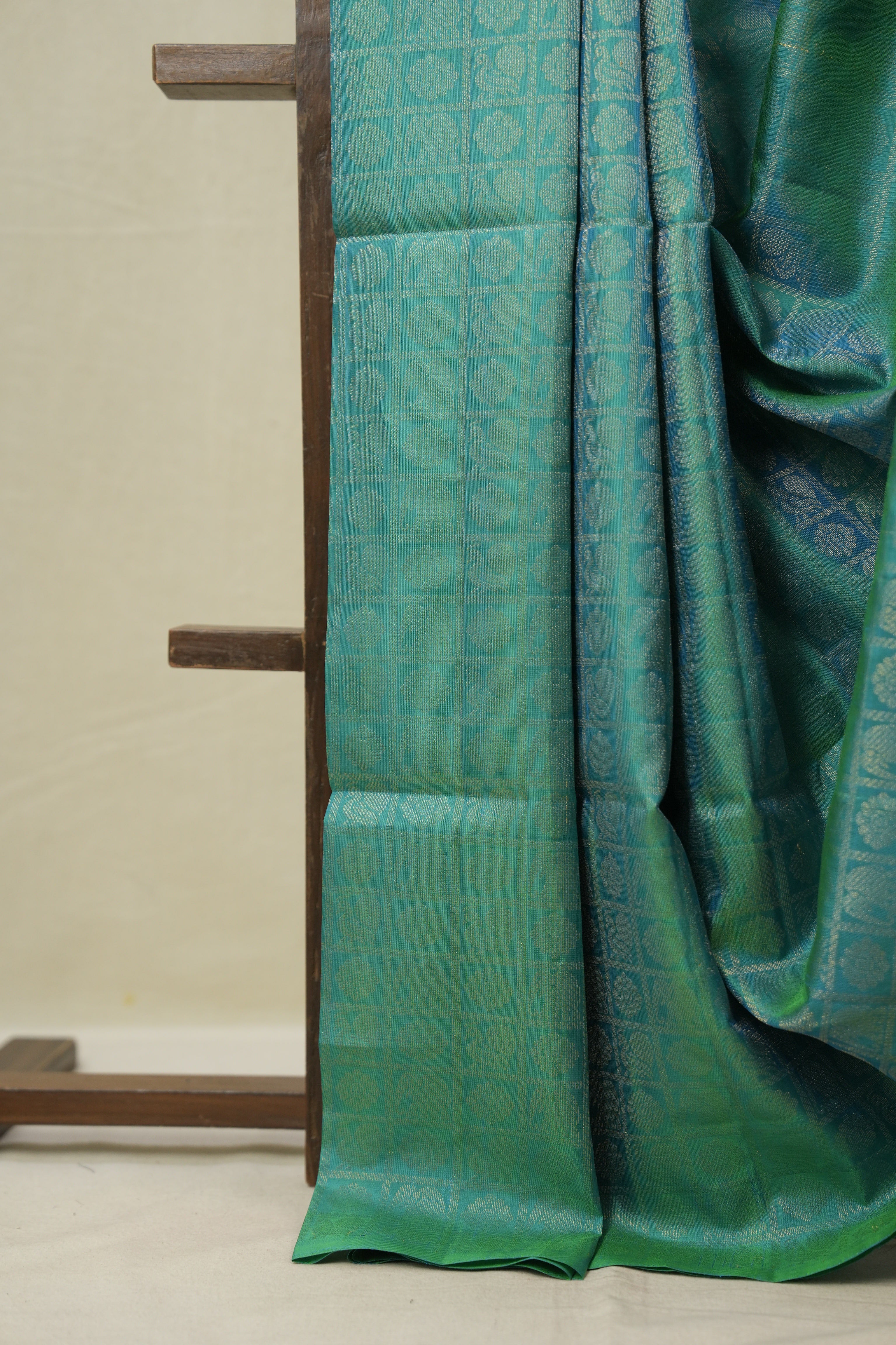 Two Tone Turquoise Soft Silk Saree - SRTTTSSS430