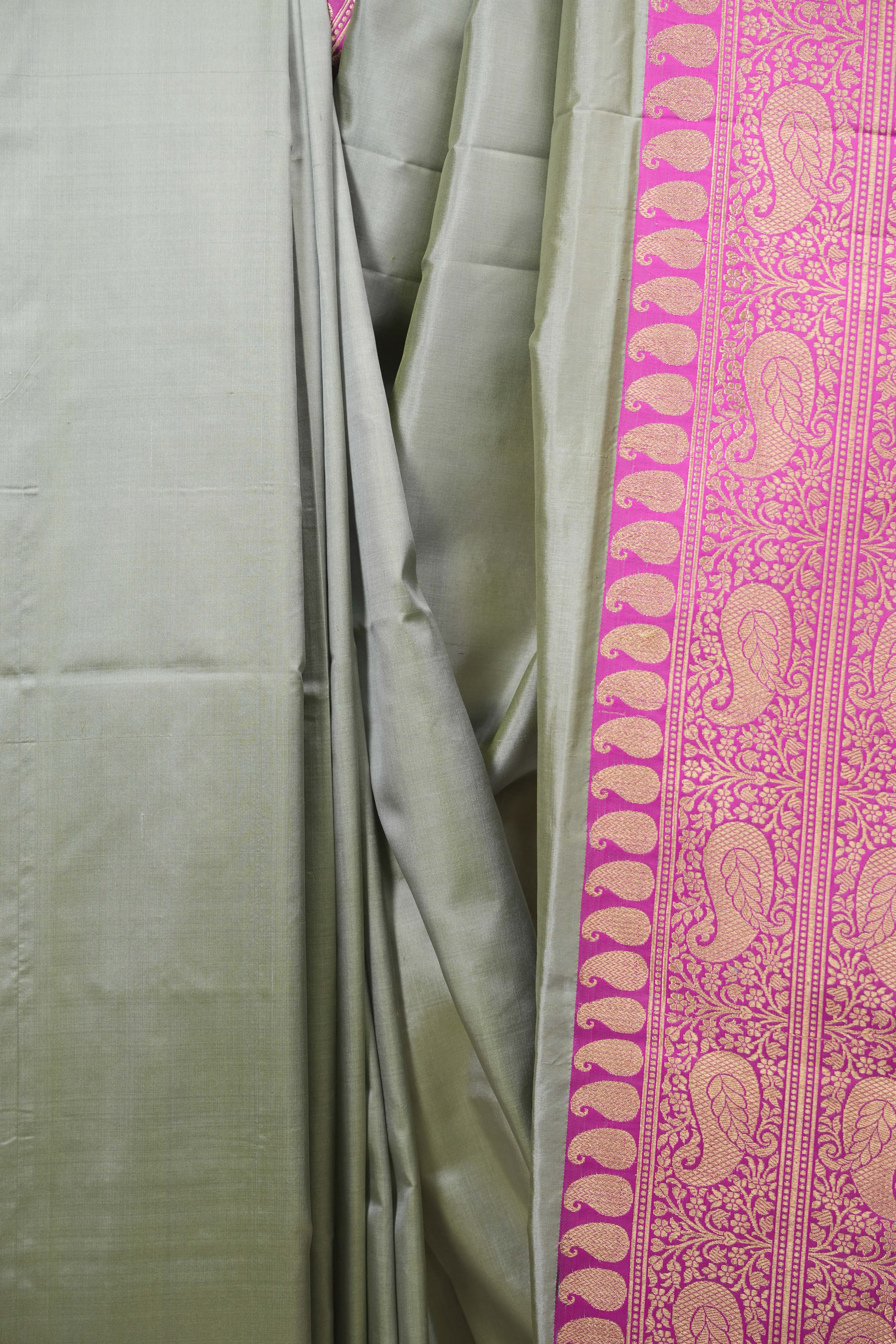 Grey Banarasi Silk Saree - SRGBSS988