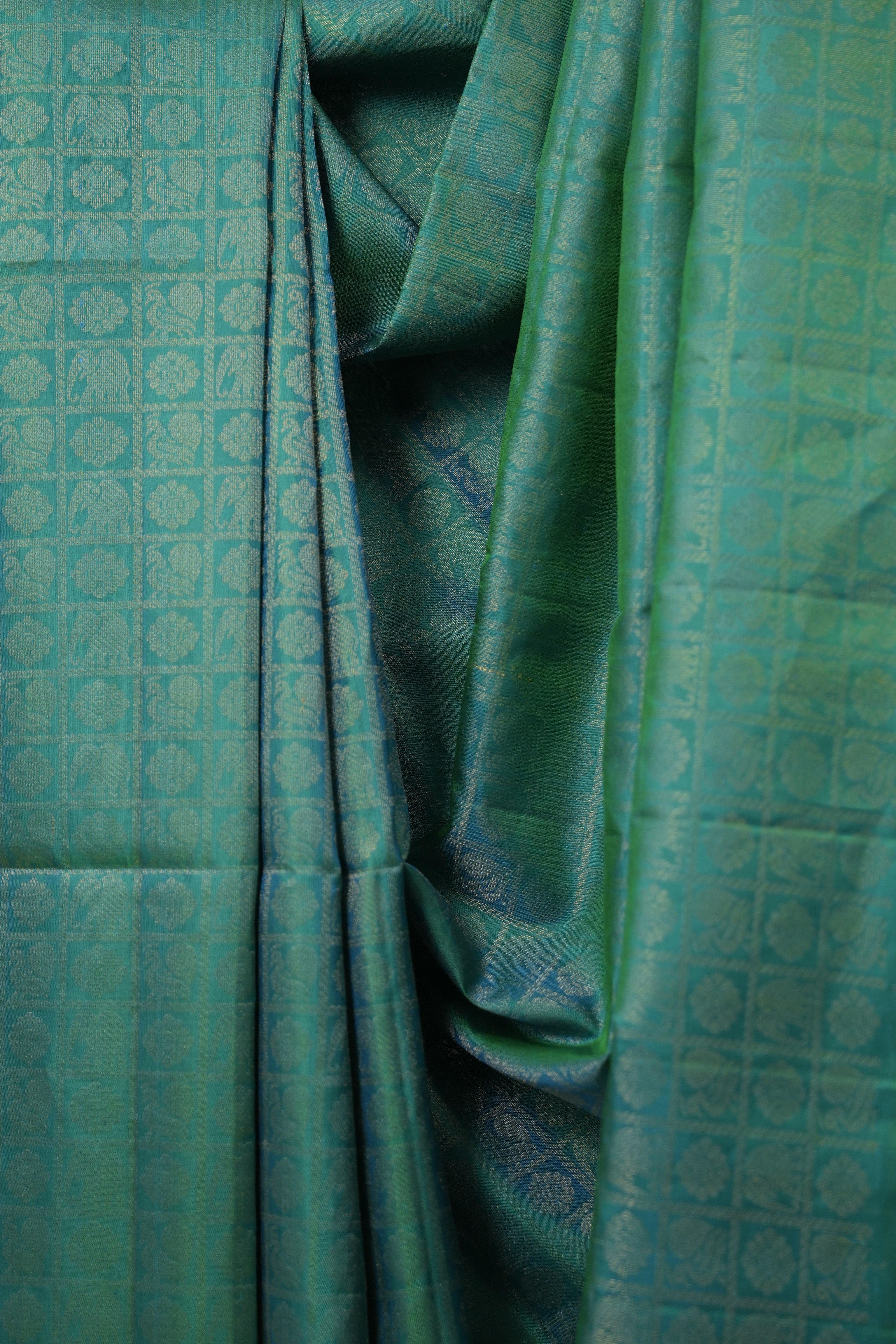Two Tone Turquoise Soft Silk Saree - SRTTTSSS430