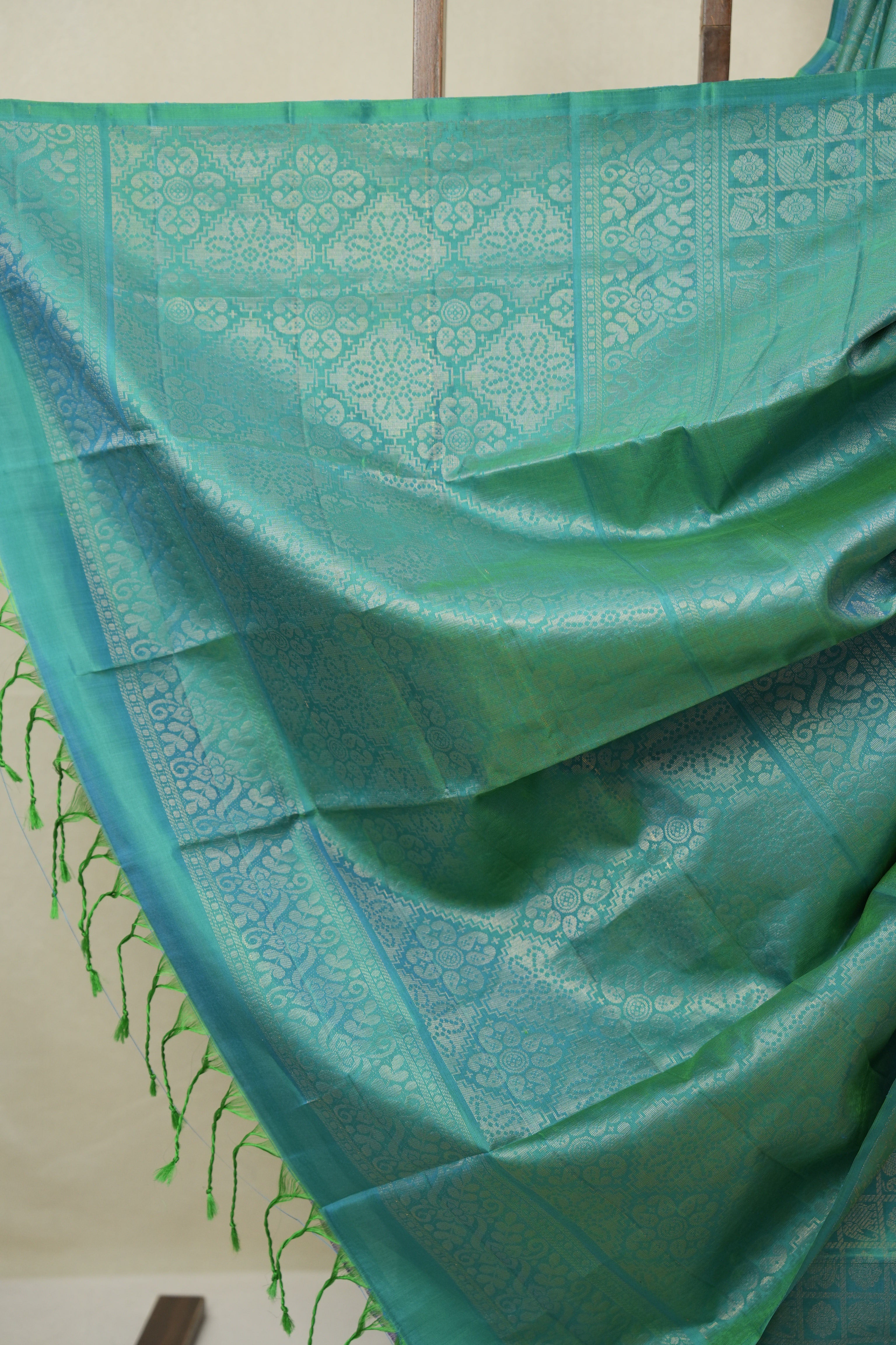 Two Tone Turquoise Soft Silk Saree - SRTTTSSS430