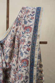 Off White HBP Cotton Silk Saree With Chanderi Border - SROWCSS1432