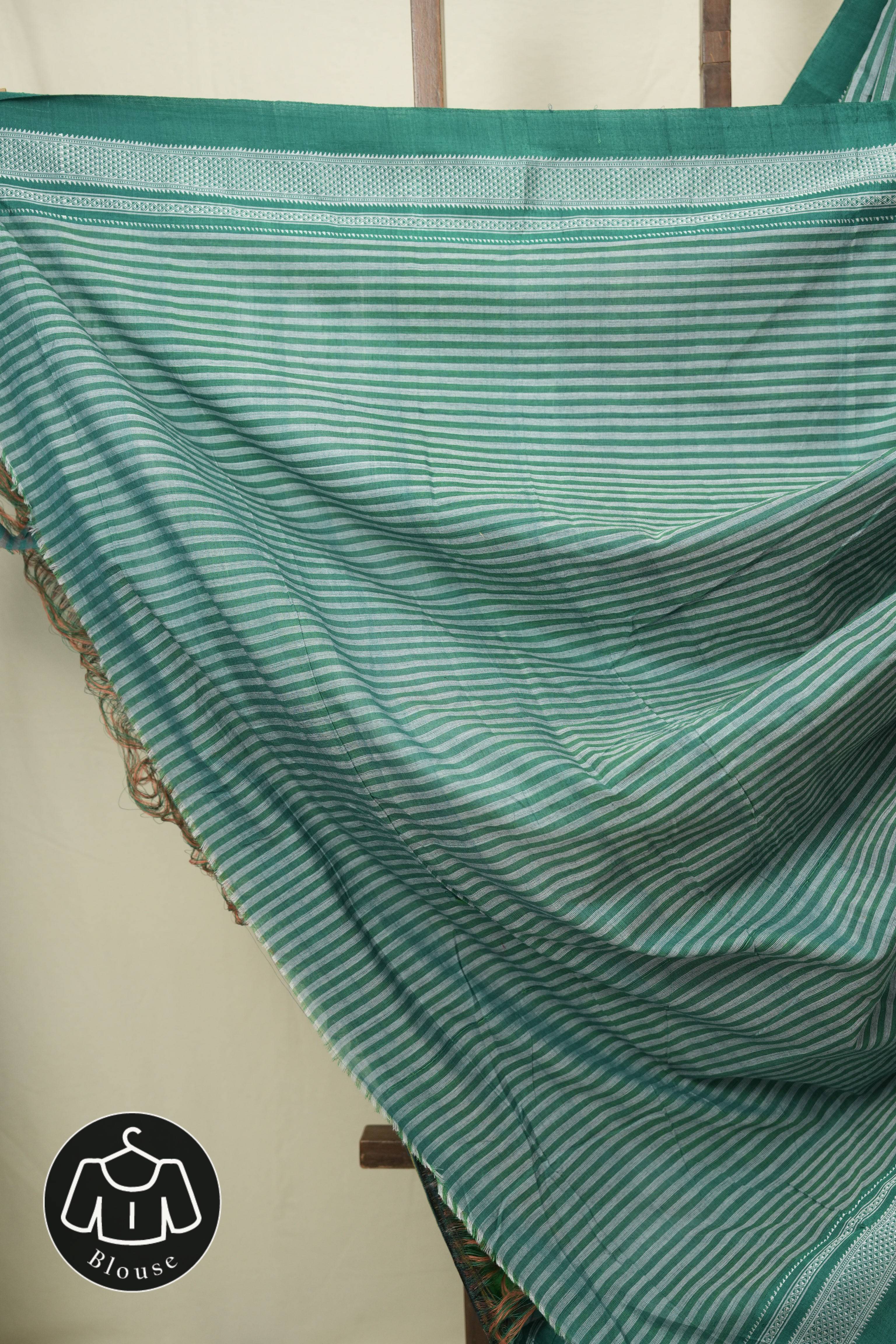 Green Grey Cotton Ilkal Saree - SRGGCIS1010