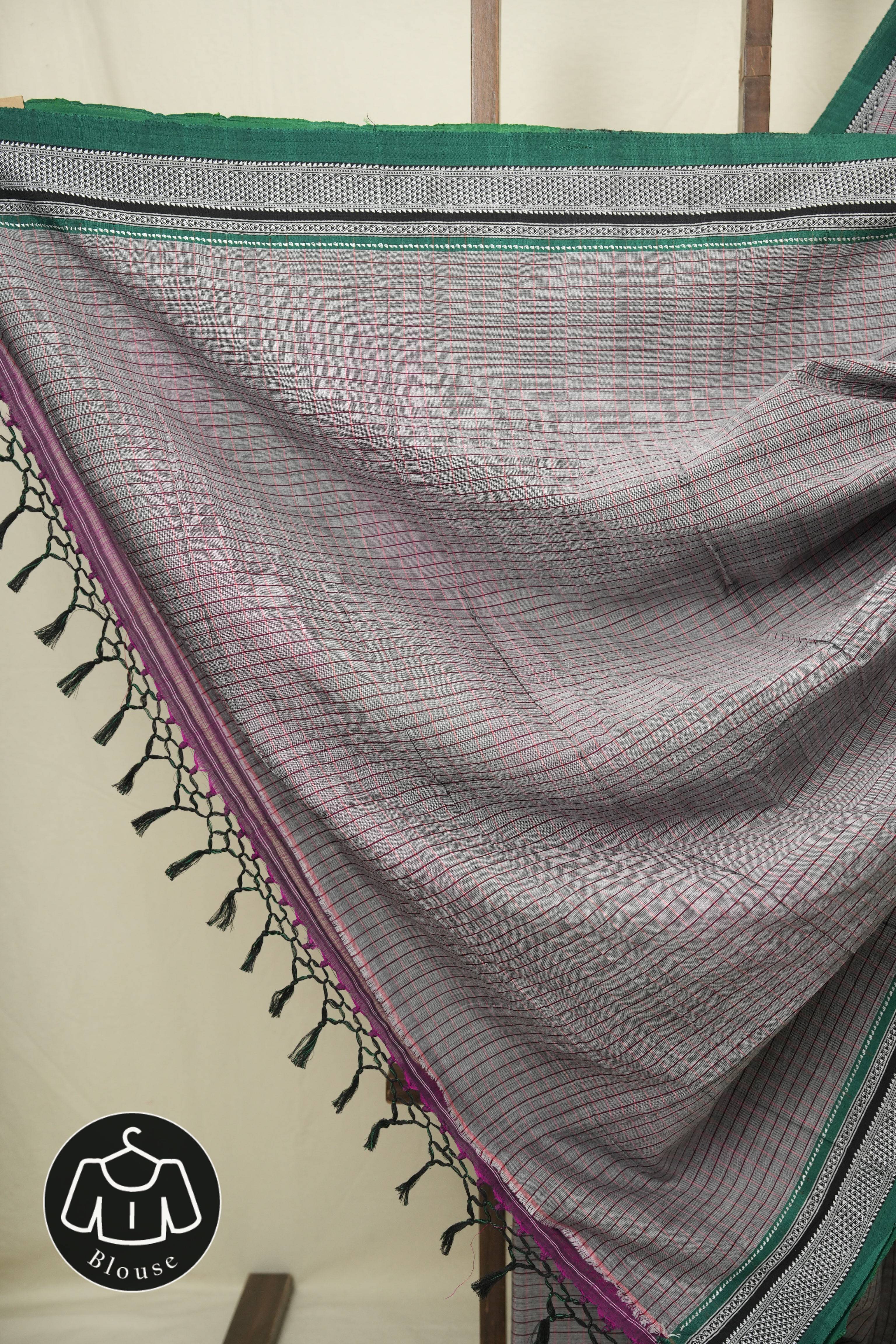 Grey Cotton Ilkal Saree - SRGCIS1009