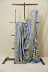 Powder Blue Floral Print HBP Modal Silk Saree - SRPBMSS568