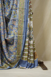 Powder Blue Floral Print HBP Modal Silk Saree - SRPBMSS568