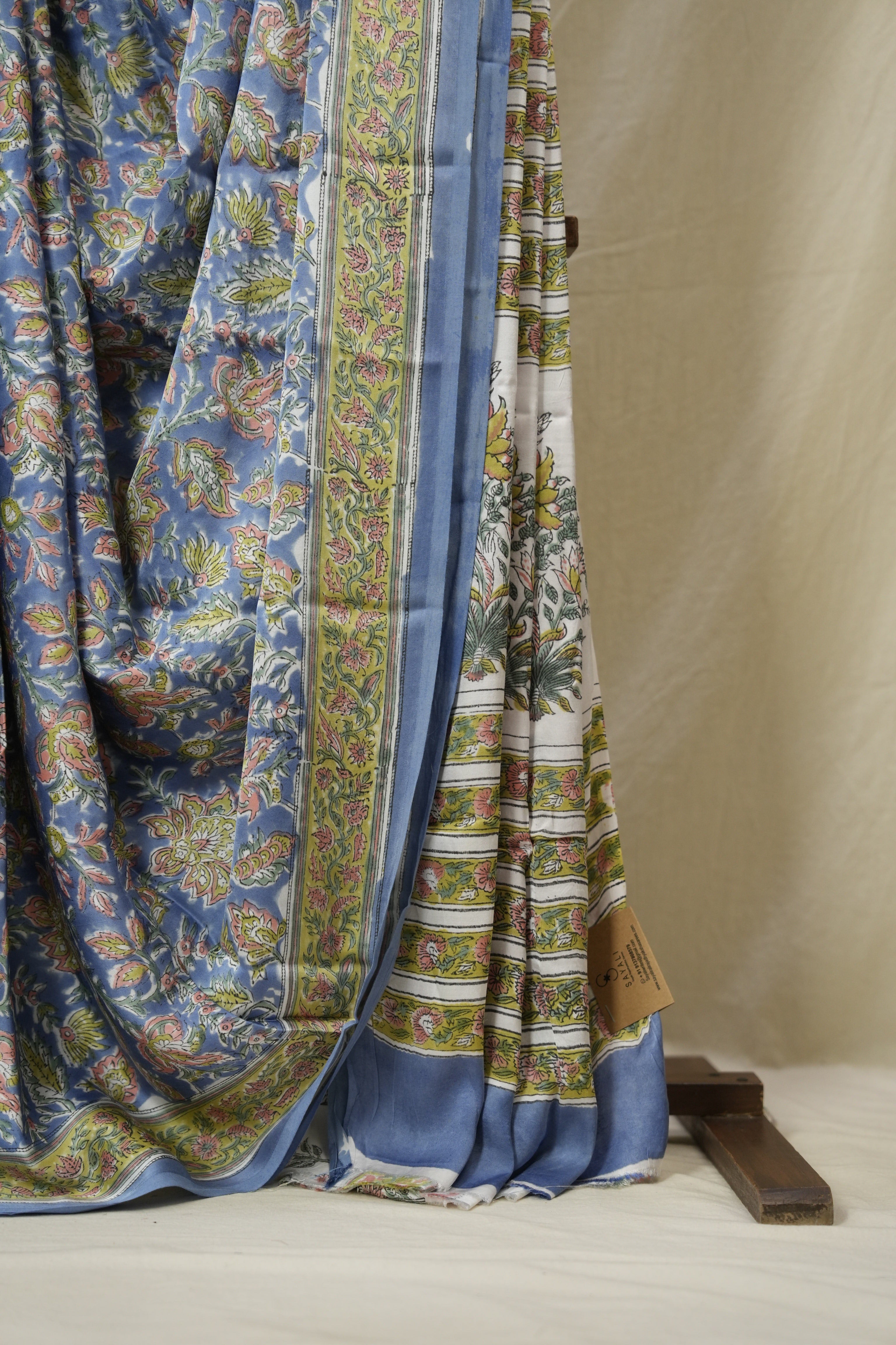 Powder Blue Floral Print HBP Modal Silk Saree - SRPBMSS568