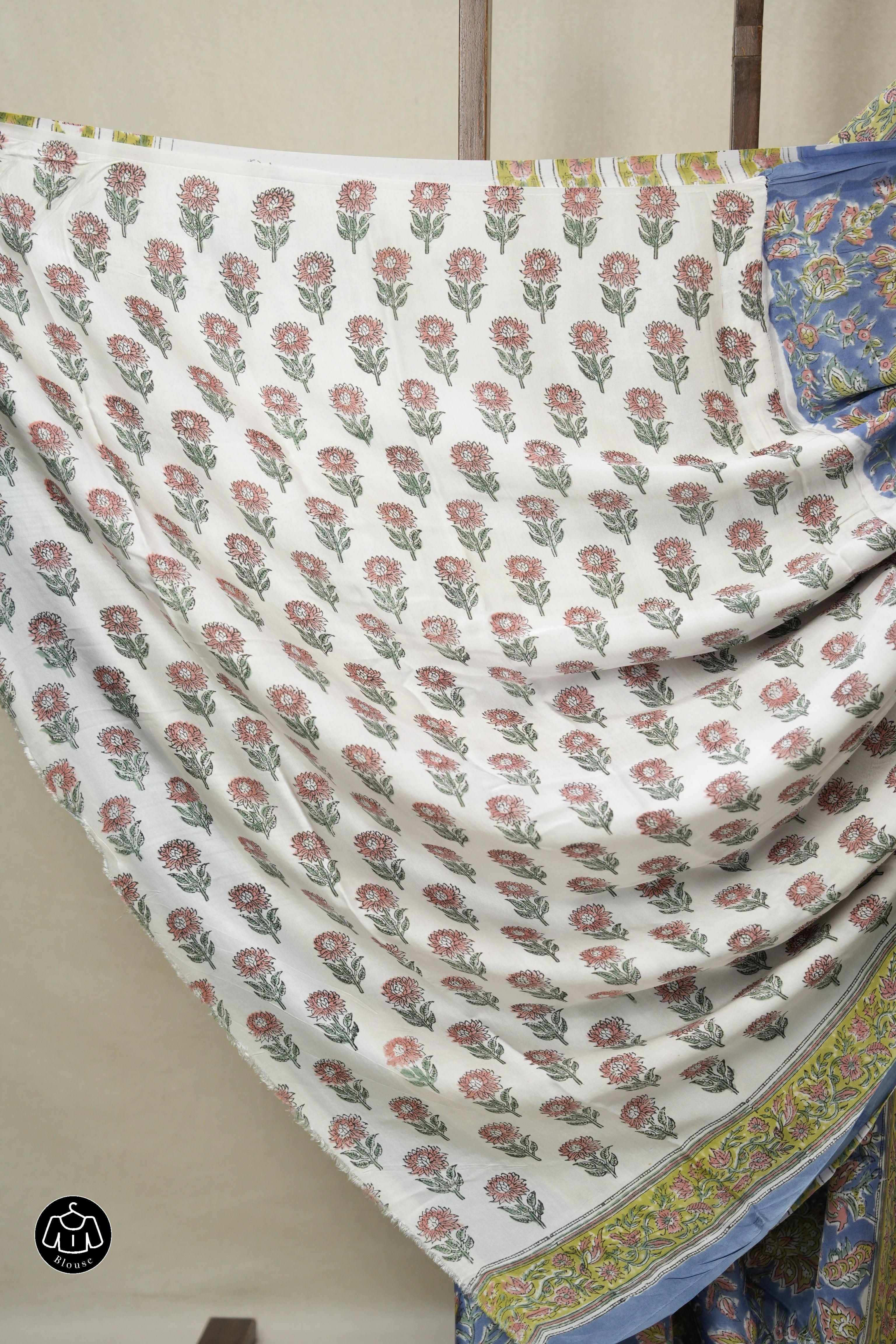Powder Blue Floral Print HBP Modal Silk Saree - SRPBMSS568