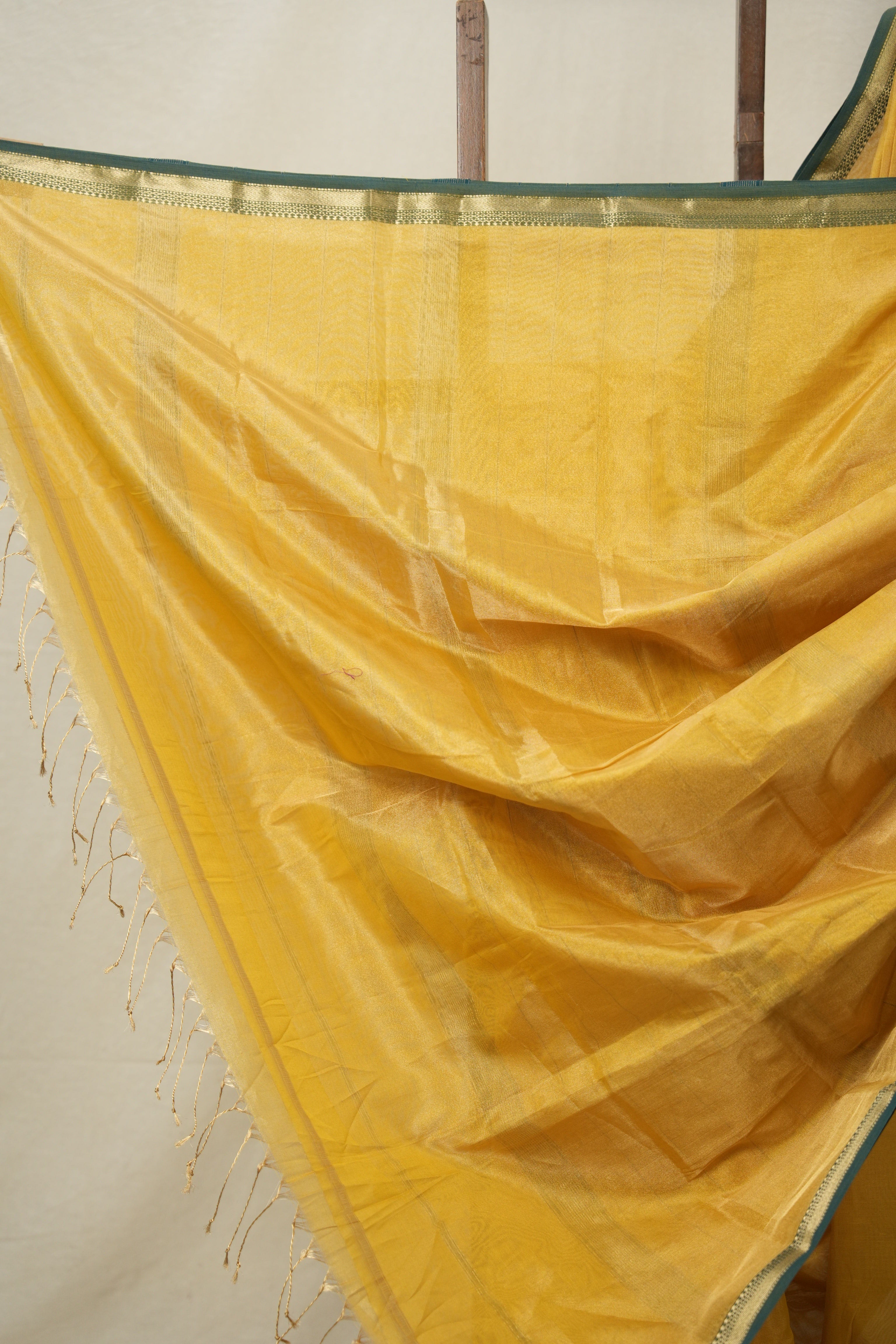 Yellow Maheshwari Tissue Saree - SRYMTS720