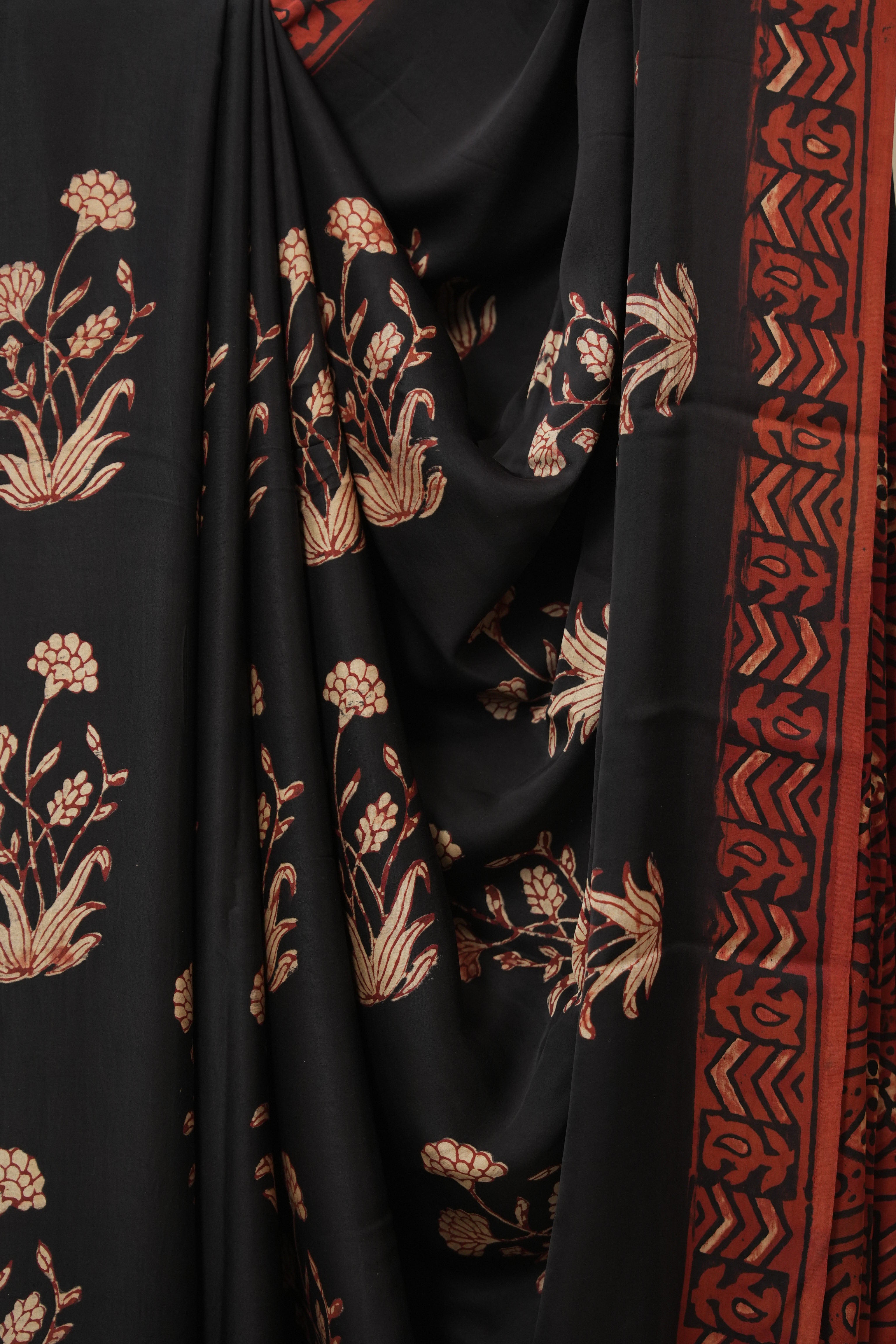 Black HBP Modal Silk Saree - SRBMSS578