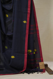 Blue Mul Cotton Jamdani Saree - SRBMCJS183