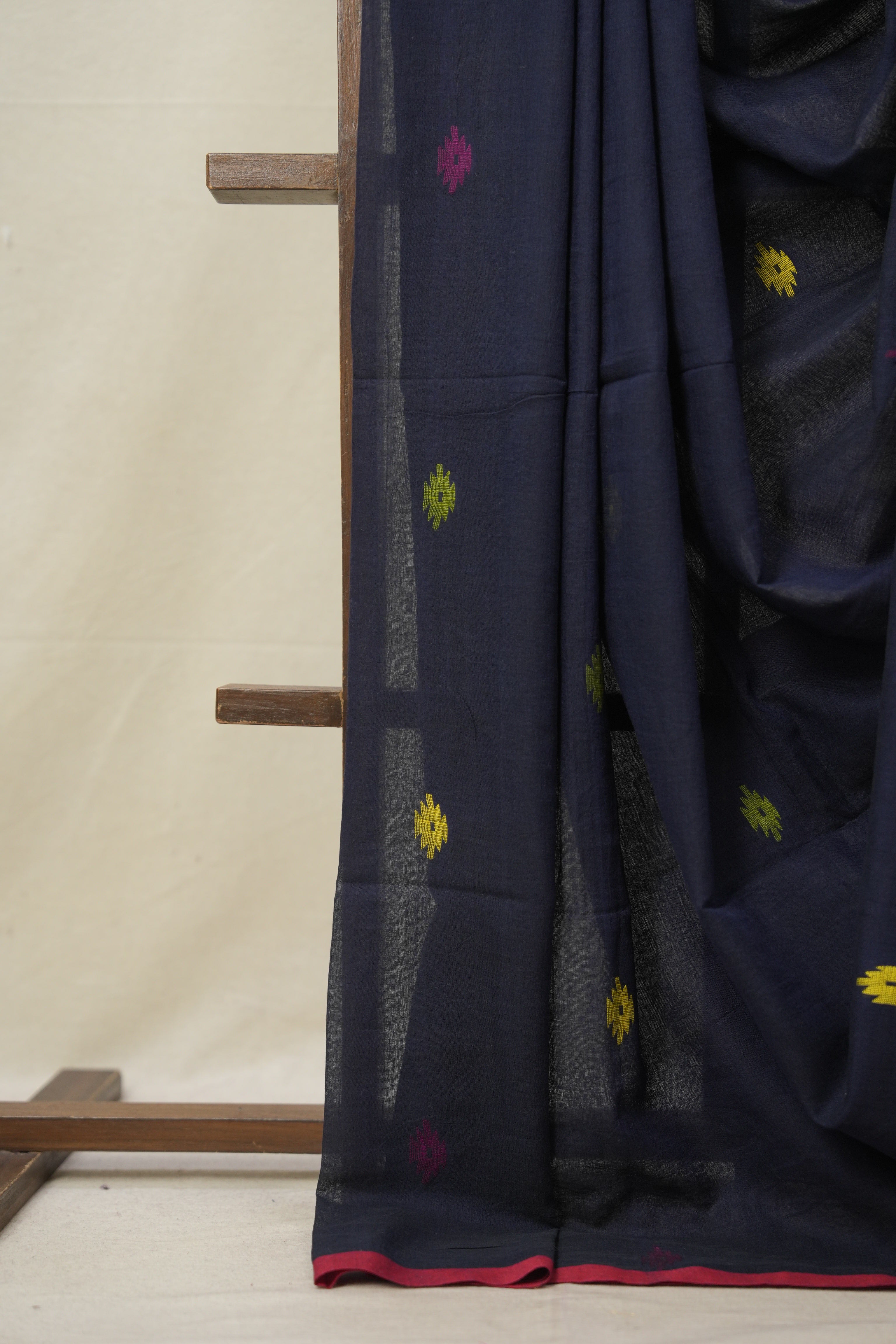 Blue Mul Cotton Jamdani Saree - SRBMCJS183