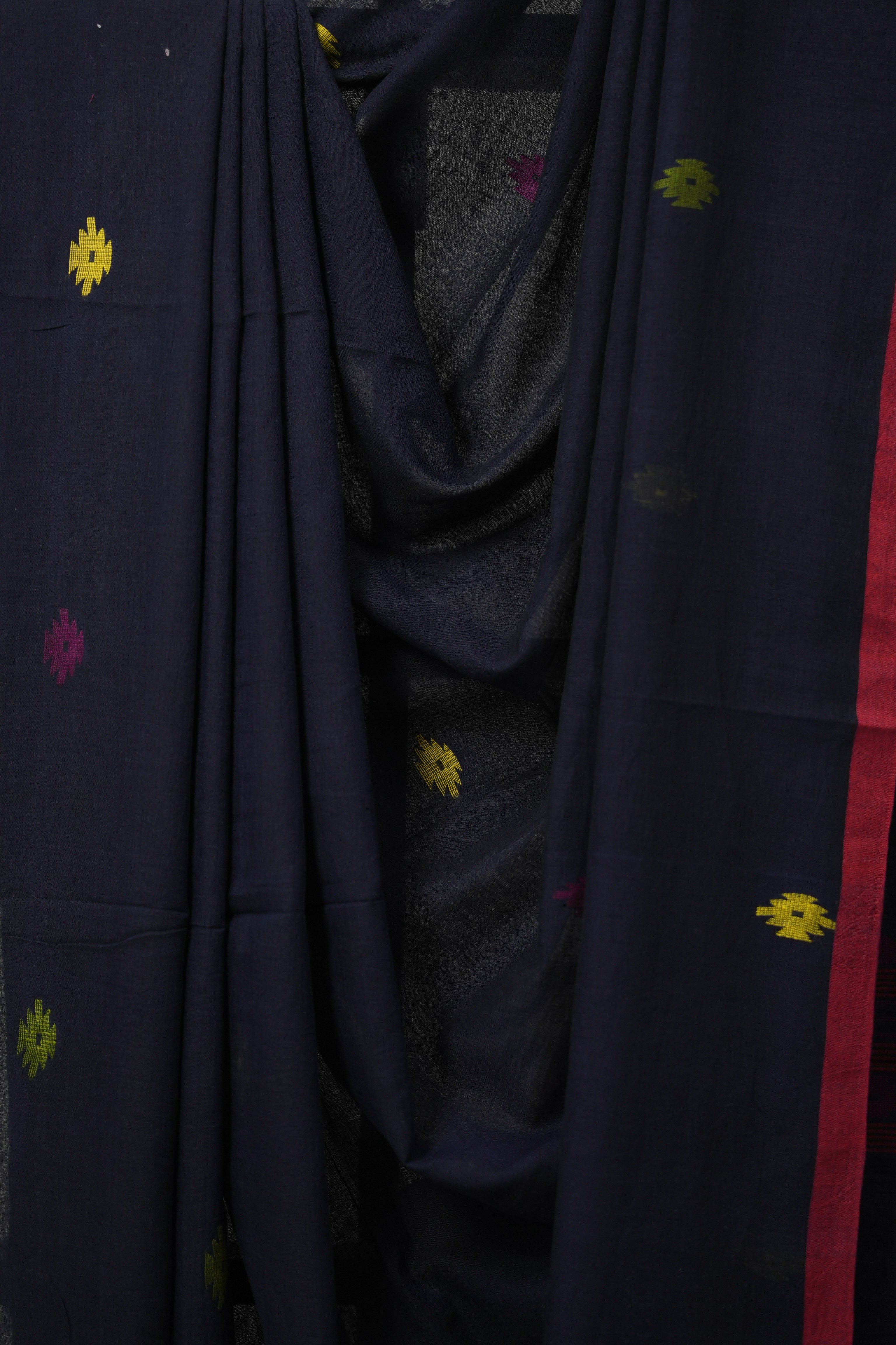 Blue Mul Cotton Jamdani Saree - SRBMCJS183