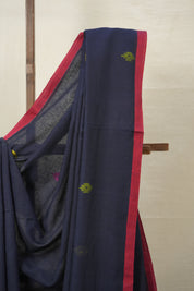 Blue Mul Cotton Jamdani Saree - SRBMCJS183