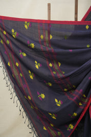 Blue Mul Cotton Jamdani Saree - SRBMCJS183