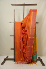 Two Tone Orange Mulberry Silk Saree - SRTTOMSS02
