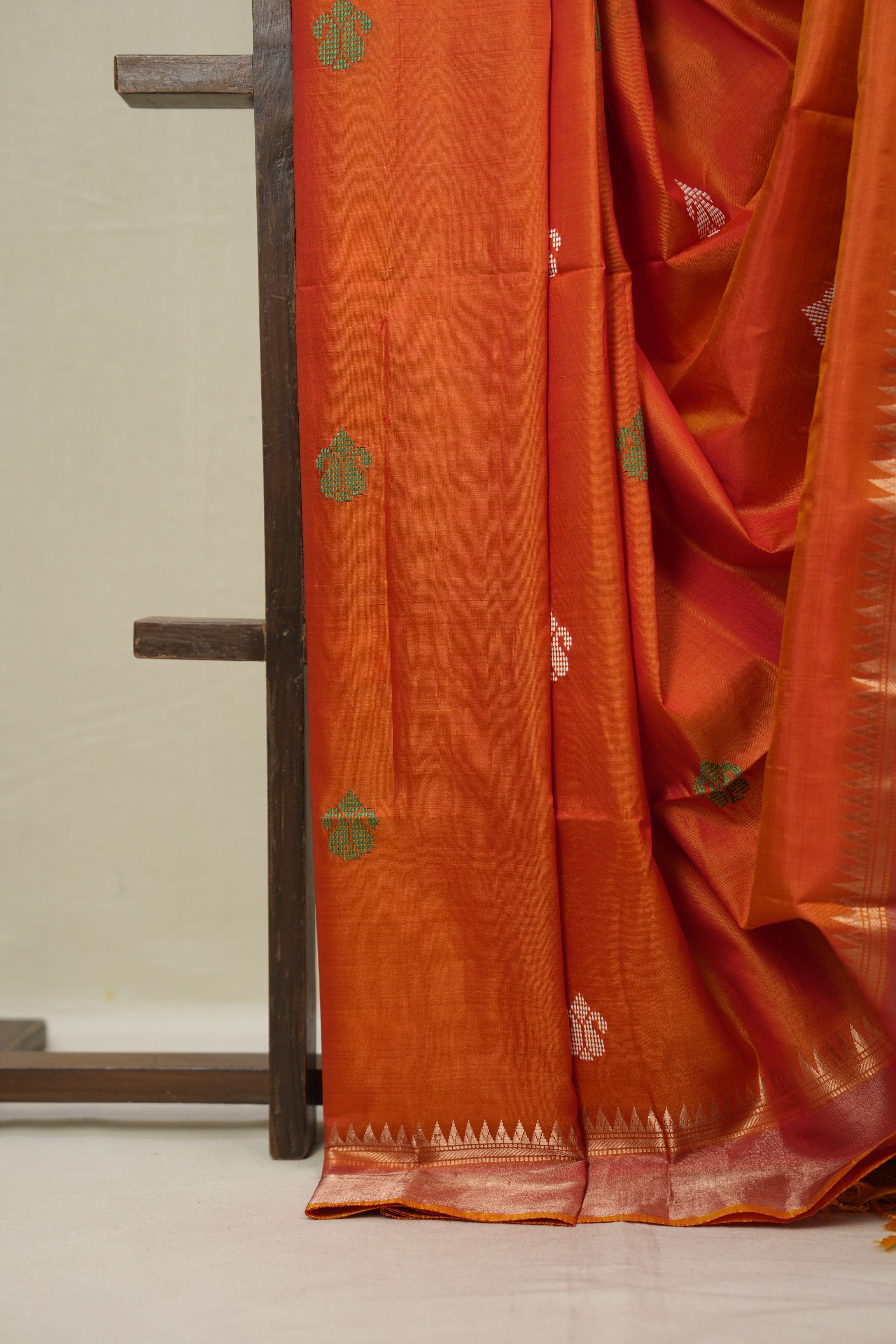 Two Tone Orange Mulberry Silk Saree - SRTTOMSS02