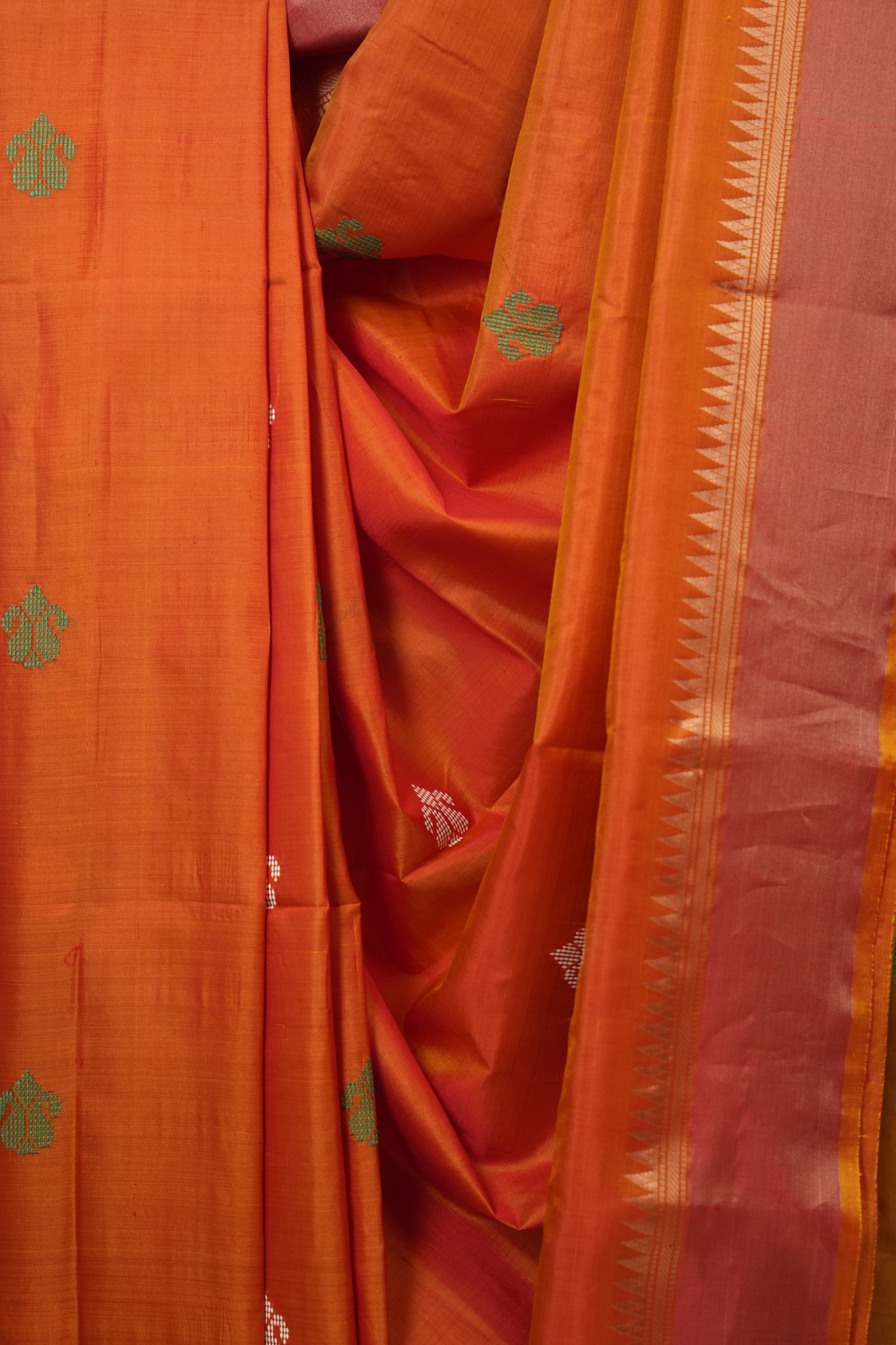 Two Tone Orange Mulberry Silk Saree - SRTTOMSS02