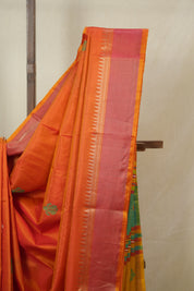 Two Tone Orange Mulberry Silk Saree - SRTTOMSS02