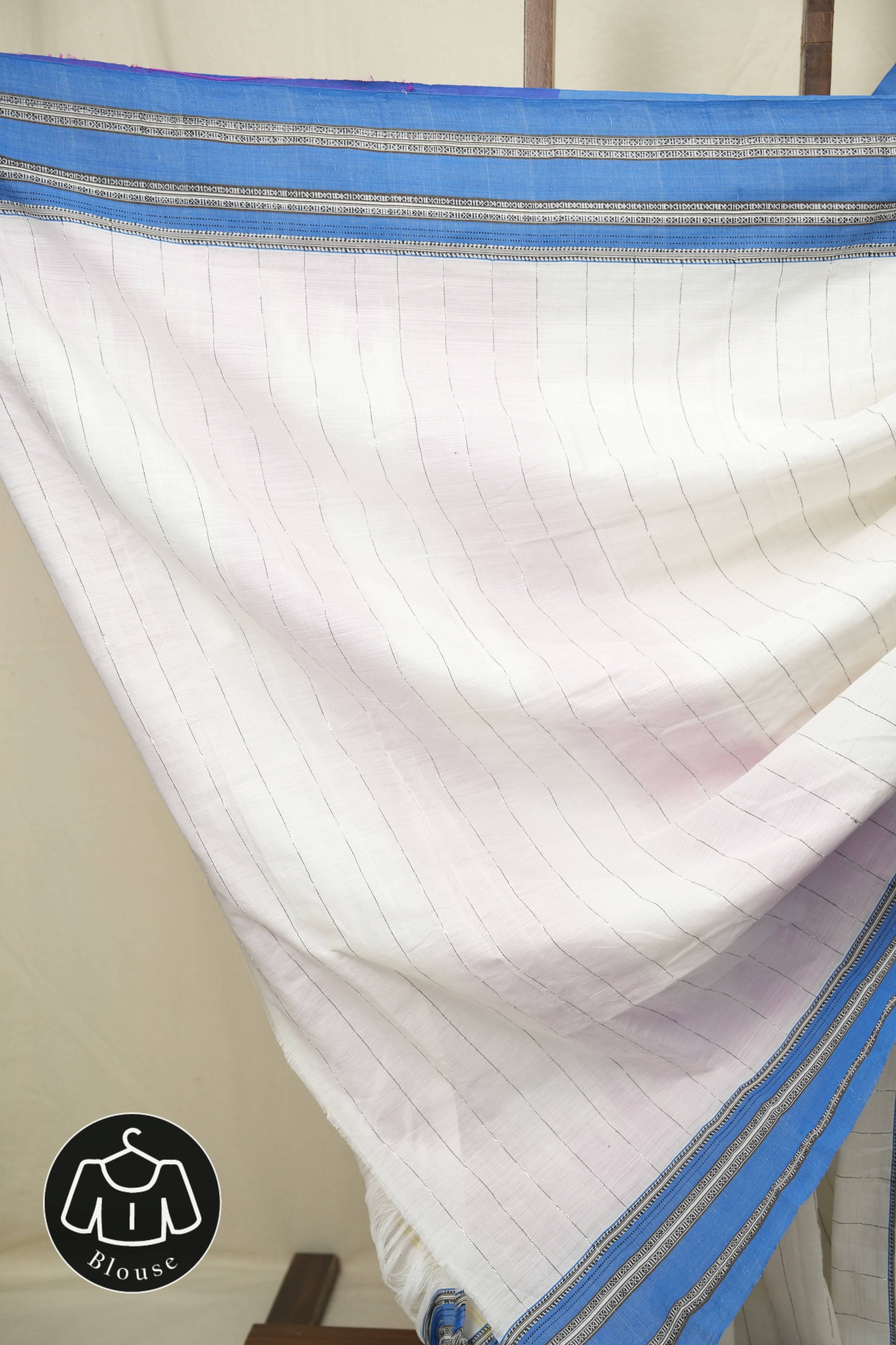 White Cotton Ilkal Saree - SRWCIS1014