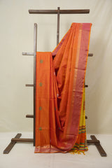 Mustard Orange Mulberry Silk Saree - SRMOMSS03