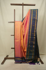 Dual Tone Peach Gadwal Silk Saree - SRDTPGSS664