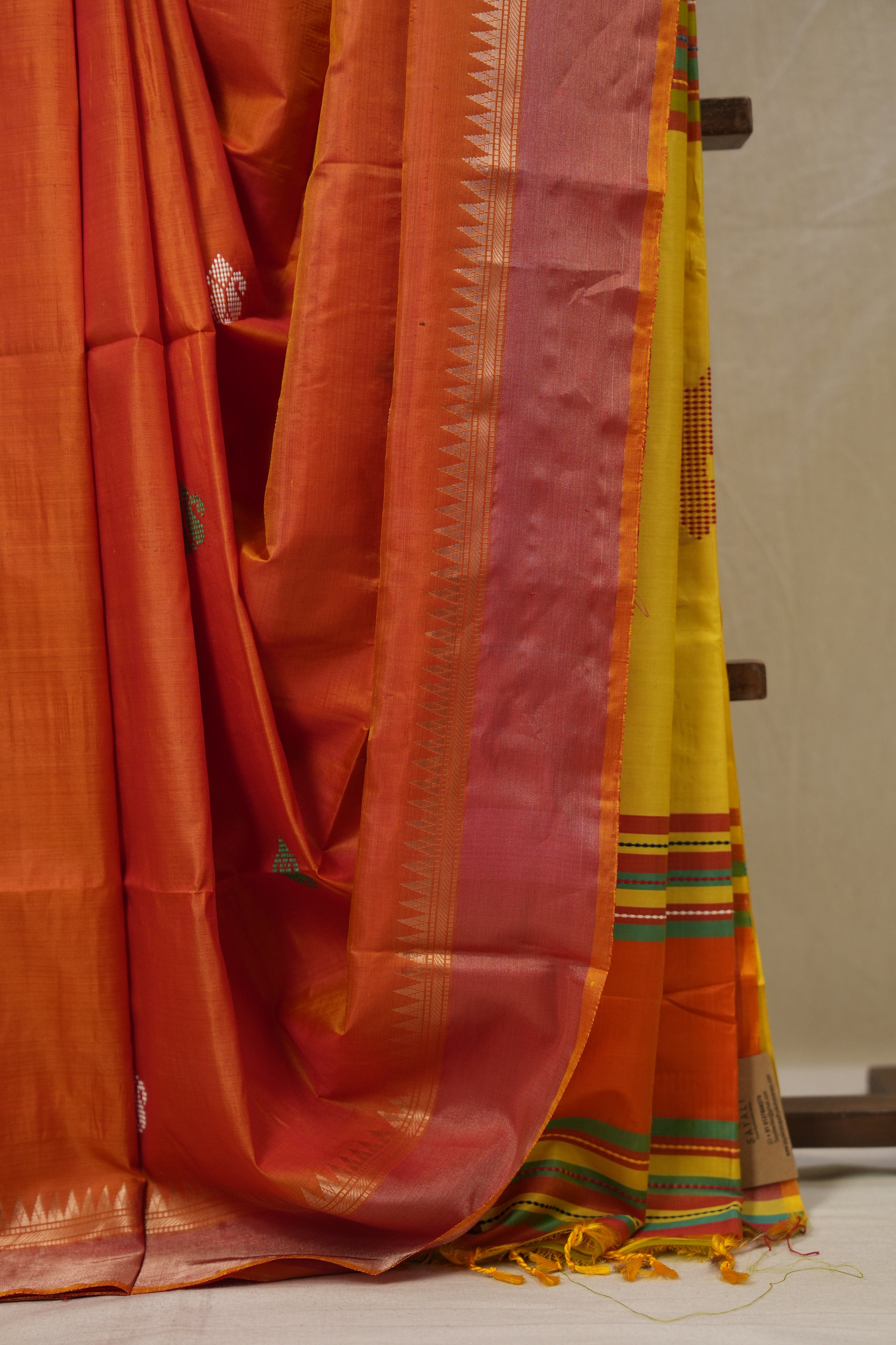 Mustard Orange Mulberry Silk Saree - SRMOMSS03