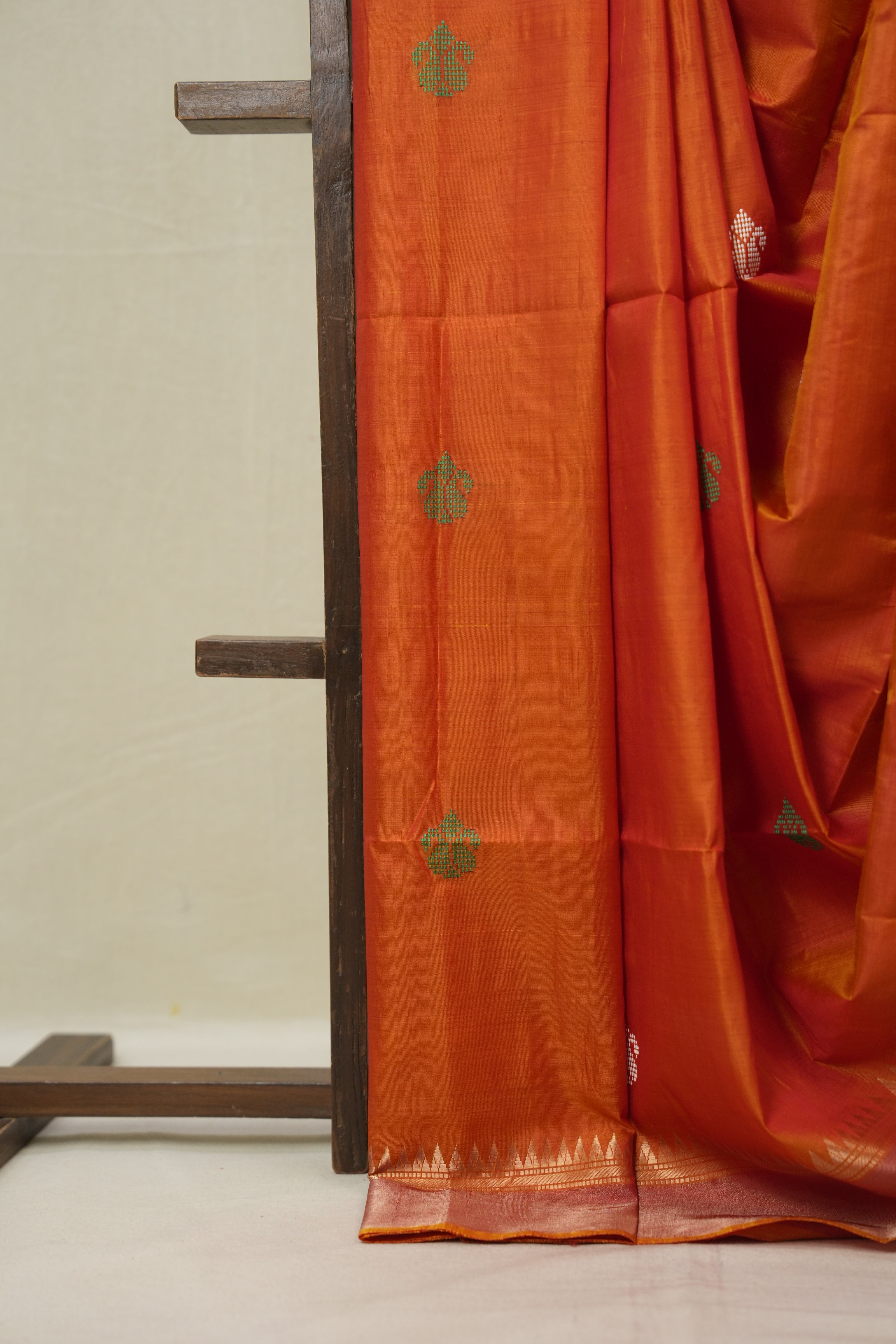Mustard Orange Mulberry Silk Saree - SRMOMSS03