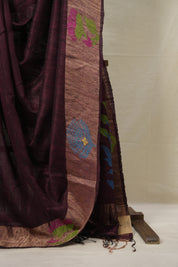 Wine Matka Silk Jamdani Saree - SRWMSJS94