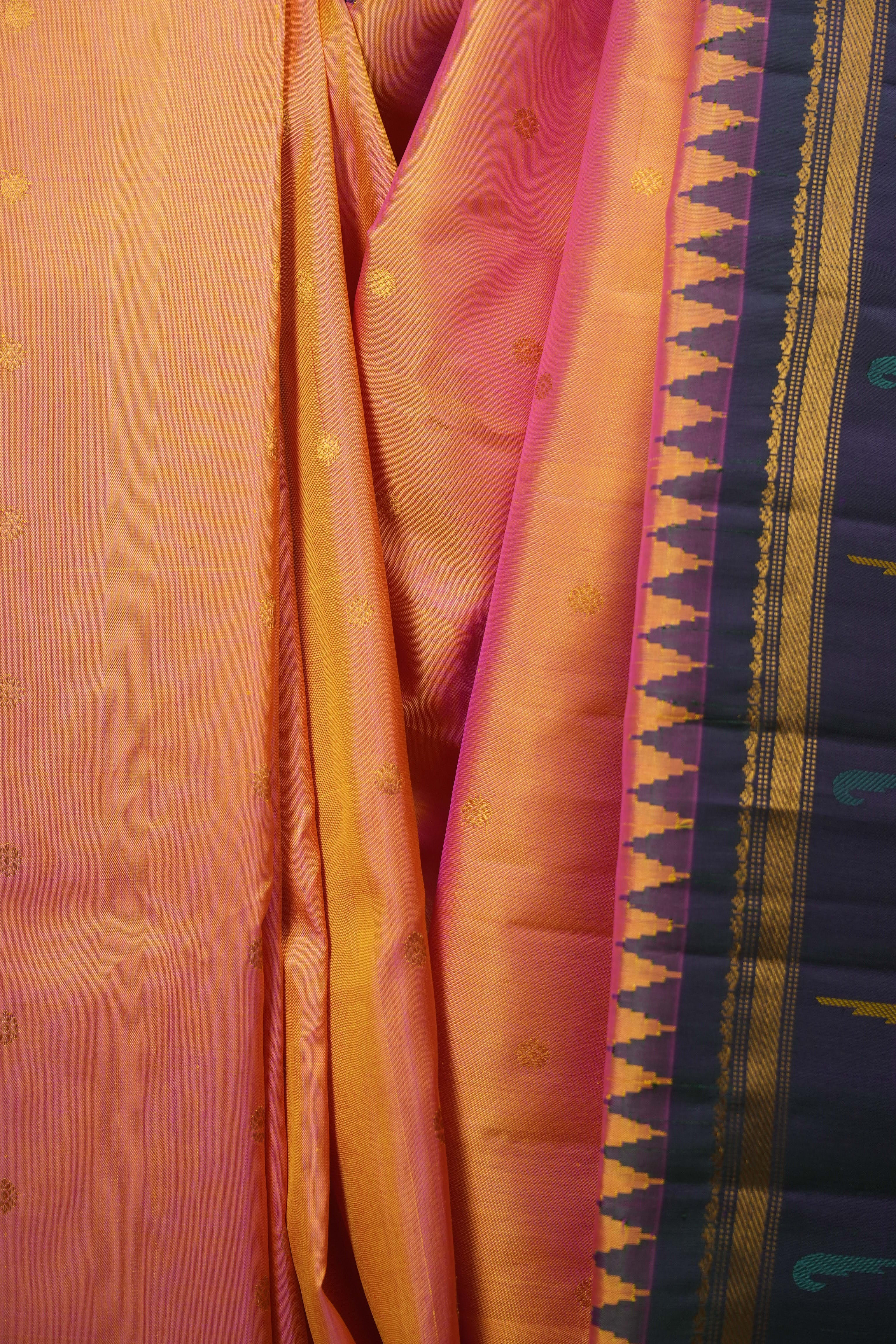 Dual Tone Peach Gadwal Silk Saree - SRDTPGSS664