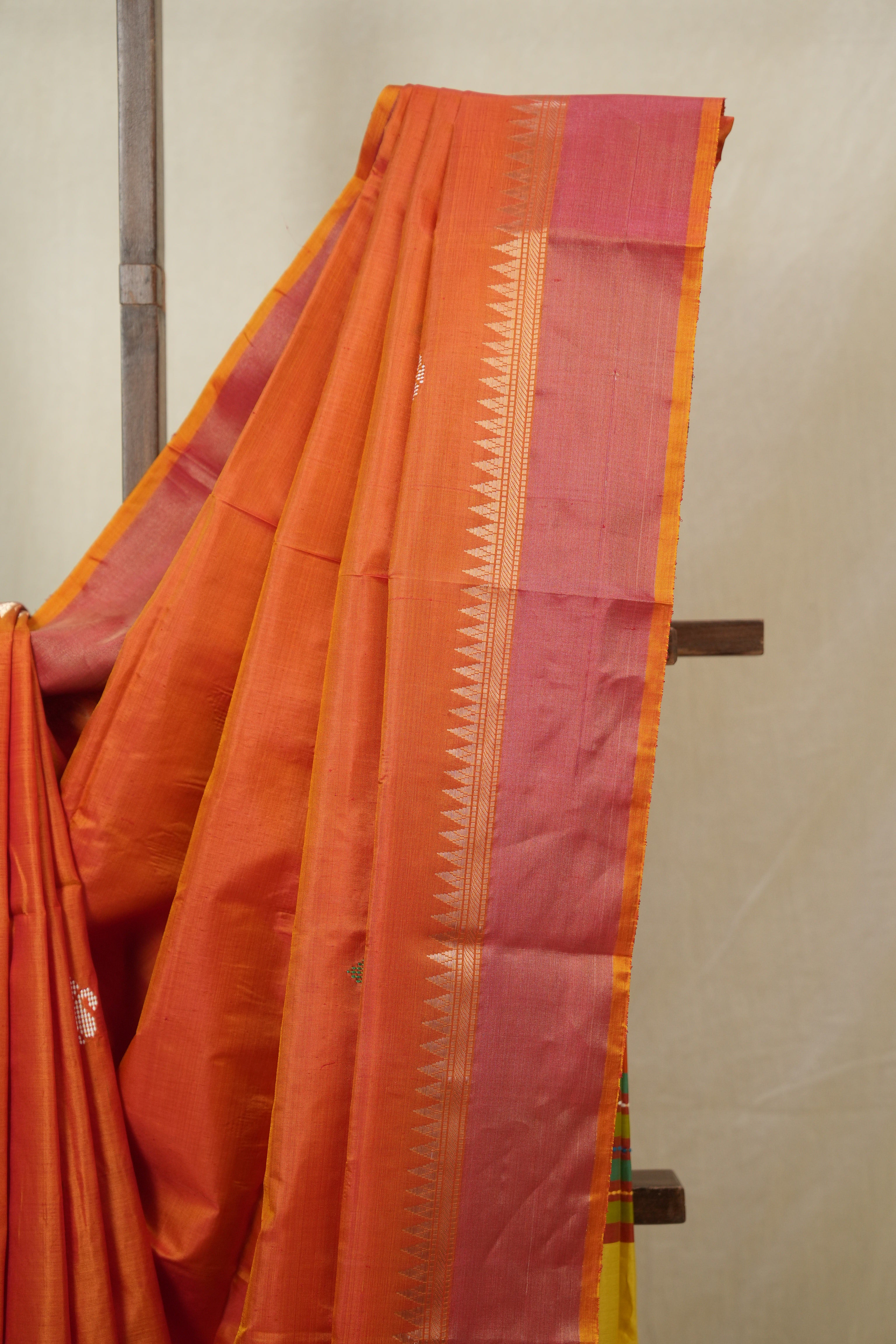Mustard Orange Mulberry Silk Saree - SRMOMSS03