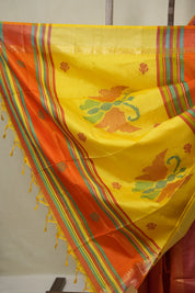Mustard Orange Mulberry Silk Saree - SRMOMSS03