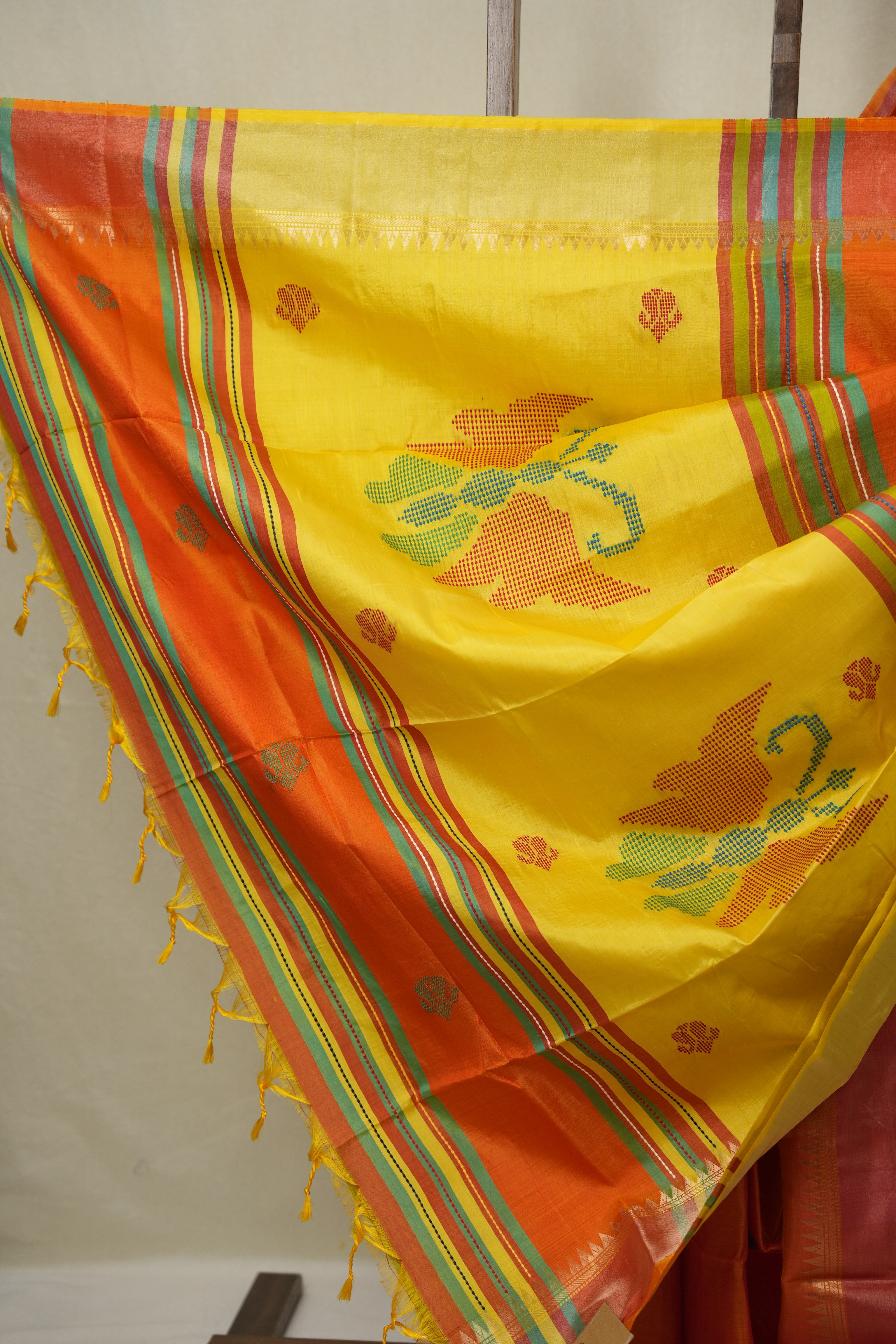 Mustard Orange Mulberry Silk Saree - SRMOMSS03