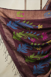 Wine Matka Silk Jamdani Saree - SRWMSJS94
