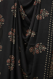 Black Floral Print HBP Modal Silk Saree - SRBFMSS574