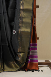 Black Mulberry Silk Saree - SRBMSS05