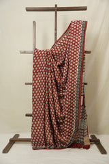 Maroon Print HBP Modal Silk Saree - SRMPMSS573